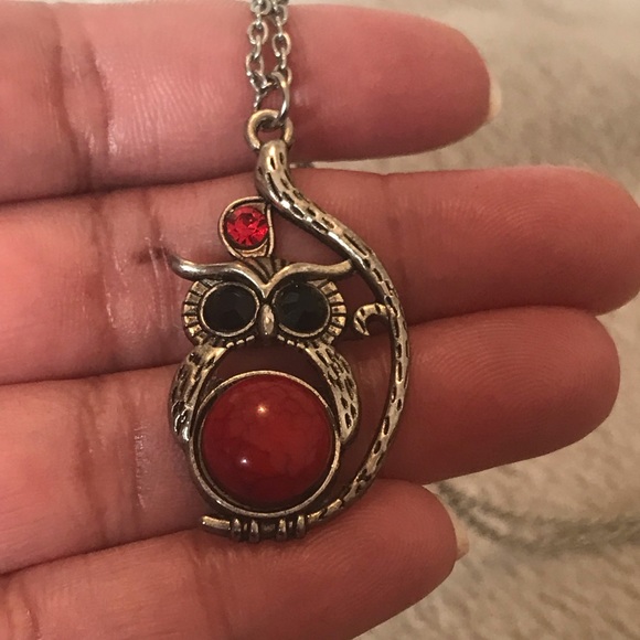 Jewelry - Red Owl Pendant Necklace 🆓 with $15.00 bundle